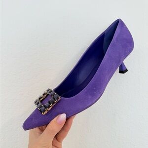Bianca Di Elegant Purple Suede Leather Women's Shoes SZ IT 41 NWB